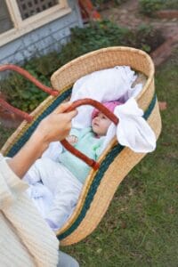 Soft and snuggly for baby, our Moses Baby Carry Baskets are hand-woven from Ghana's sustainable elephant grass.