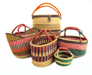 african baskets woven from elephant grass