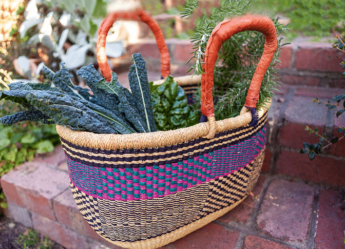 African oval woven basket