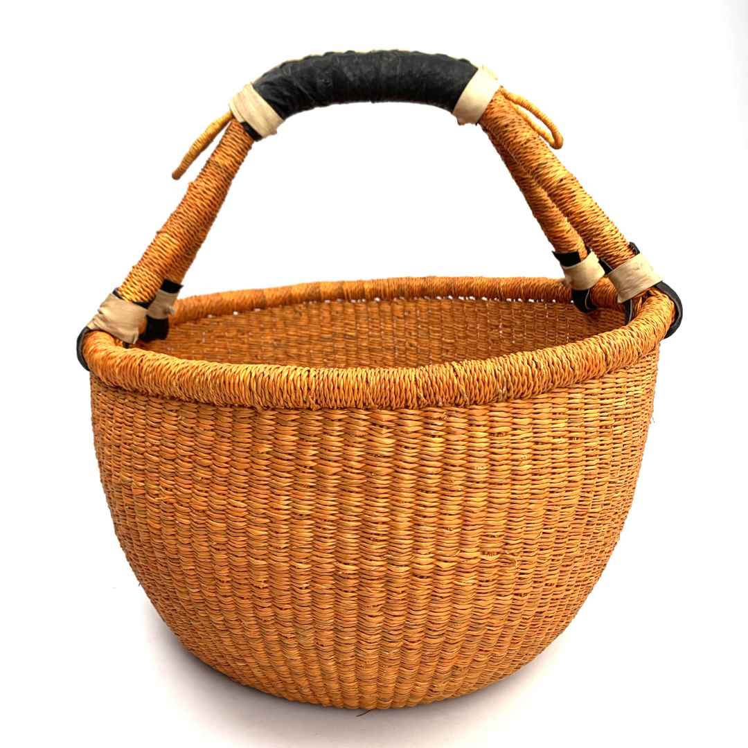 Small Round Bolga Basket – Unicolour (Orange)
