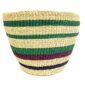 Light coloured handwoven African basket standing upright