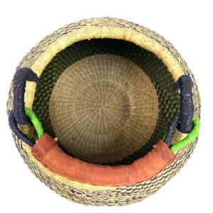 Elephant Grass Leather African Basket