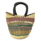 African hand woven ghana colourful elephant grass bolga basket leather handle