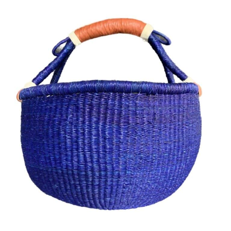 Large Round Bolga Basket – Unicolour (Navy)