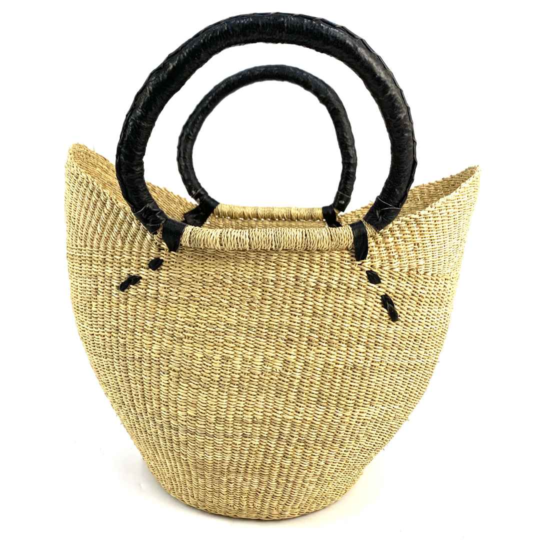 Black Handle Natural Shopper Basket | Bashiri