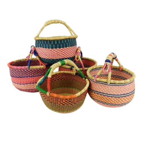 African round woven baskets