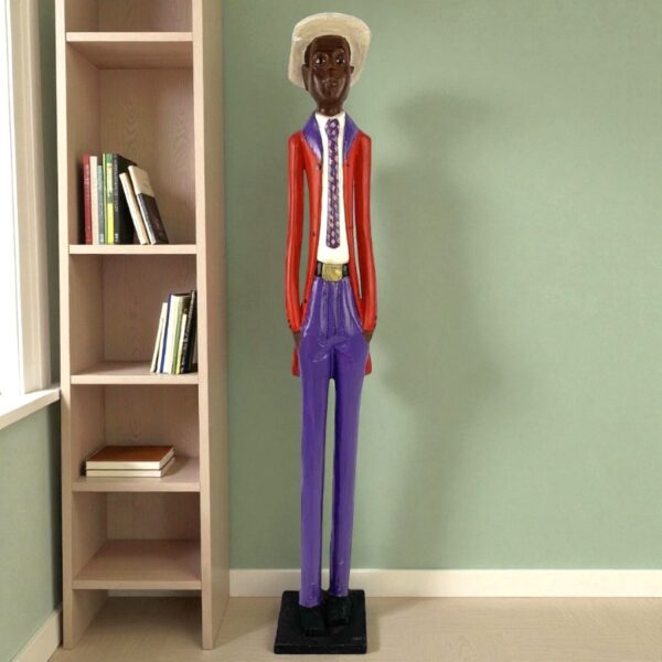 AFRICAN COLONIAL STATUE-SKU-STAT-IV-CLNL-032-stilton (1) African wood sculpture handcrafted with intricate detailing and timeless cultural expression.