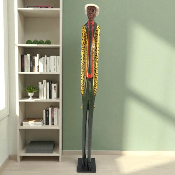 AFRICAN COLONIAL STATUE-SKU-STAT-IV-CLNL-042-smart (1) West African wooden statue handcrafted with precision and natural pigment coloration.
