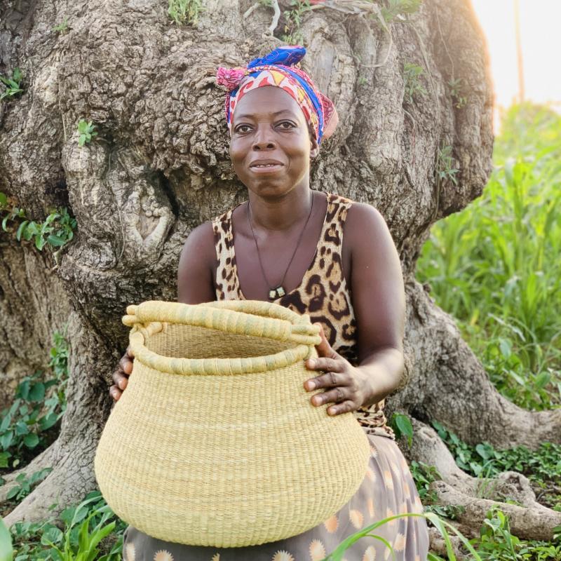 Natural woven pot basket hand crafted decor
