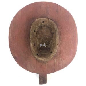 Wooden African sun mask crafted by Burkina Faso artisans.