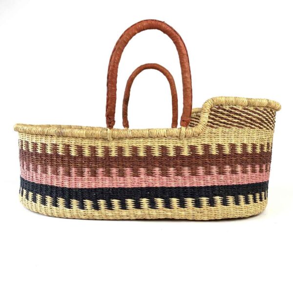 BOL-MOSES-basket-173-neapolitan (1) Portable Moses baby basket made from handwoven elephant grass.