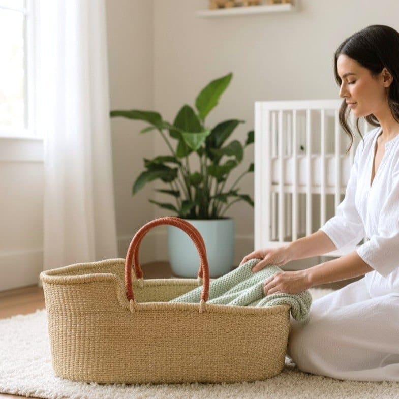 woven natural moses baby basket for babies