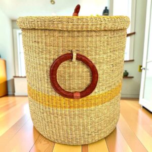 a woven laundry basket