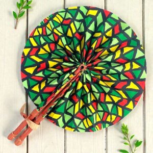 Fabric hand fan with African print cotton.