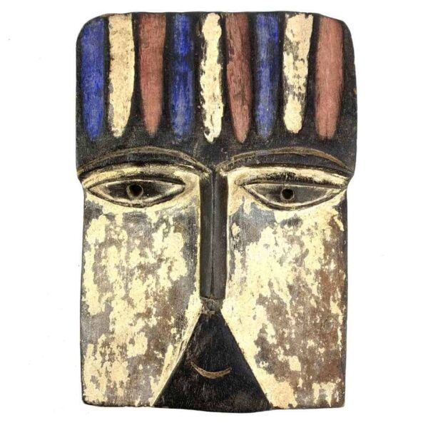 Traditional Gabon Lega mask with light wood finish