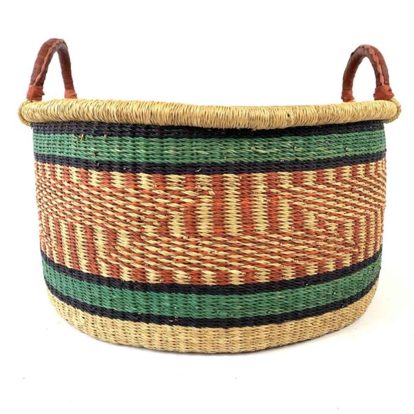 Hamper-basket-179-Spud (1) Handwoven elephant grass hamper basket from Northern Ghana.