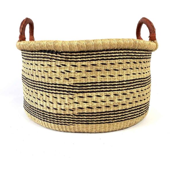 Hamper-basket-183-content (1) Large bowl-shaped basket made from natural elephant grass.