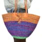 Chic round basket with leather handles.