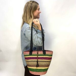 Hand-bag-186-shoreline (1) Flexible woven grass shoulder bag.