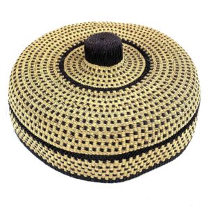 Studio shot of the natural straw lampshade with a dark brown base band
