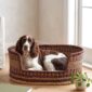 handmade african pet basket with coloured pattern