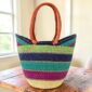 long handle market bolga basket made of elephant grass