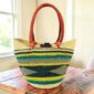 Long handle Bolga market basket handwoven from elephant grass in Ghana