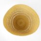 Handwoven natural elephant grass planter basket with decorative open weave viewed from above.