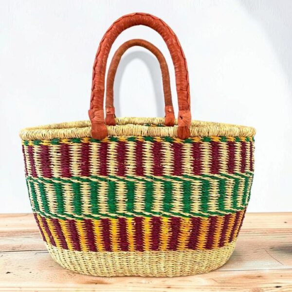 Oval-Basket-467-grenada (1)-bolgatana Handwoven large oval Ghana Bolga basket made from elephant grass
