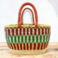 Handwoven large oval Ghana Bolga basket made from elephant grass