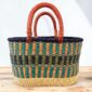 Large African oval woven Bolga basket handmade in Northern Ghana