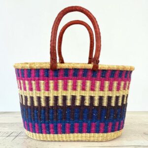Natural Bolga oval basket with a spacious open interior.