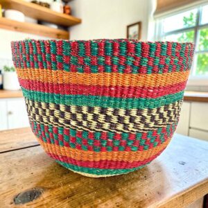 Stylish woven planter basket crafted in Ghana for modern interior spaces