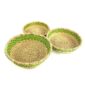 Fair trade Bolga platter set featuring three handcrafted woven baskets for serving or display.