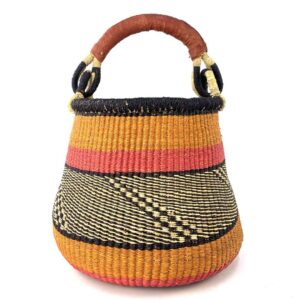Softened woven basket holding varied items