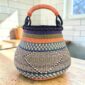 patterned bolga pot basket made with elephant grass