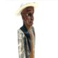 Artisan handcarved statue reflecting traditional African design and craftsmanship.