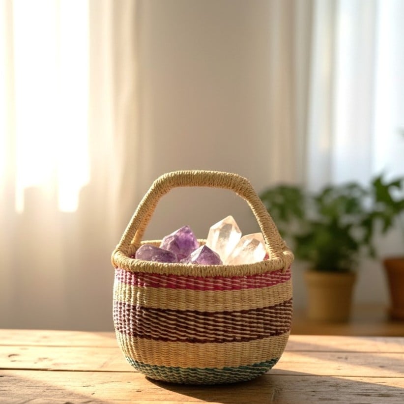 small vegan woven basket for kitchen home decor
