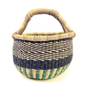 Vegan Small Round Basket - Blue Tones