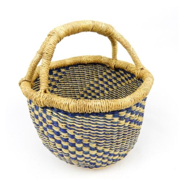Small round vegan bolga basket - blues (3) Small round vegan bolga basket - blues (3)