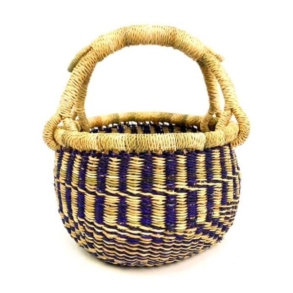 Small round vegan bolga basket - blues (4) Small round vegan bolga basket - blues (4)