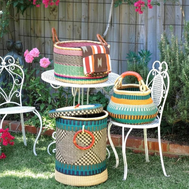 African woven storage baskets