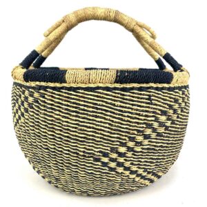 Intricately woven patterns surround this basket