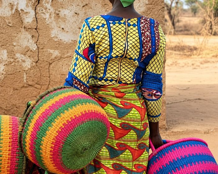Handwoven Bolga baskets in Bolgatanga Ghana