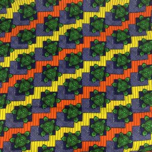 Dutch wax print fabric in close detail.