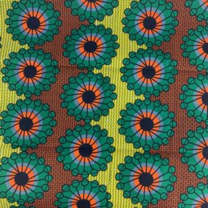 African wax print fabric with layered design.