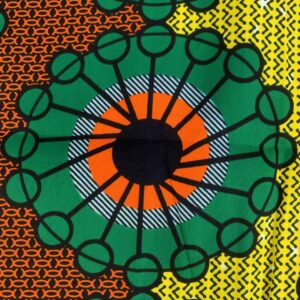 Ankara textile featuring expressive motifs.