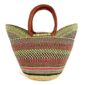 Front view of the classic market basket with chequered bands in muted, earthy tones