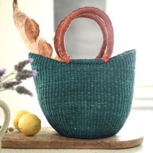 turquoise woven basket