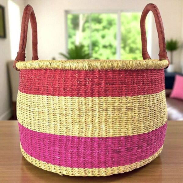 bashiri-african-bolga-hamper-basket-violet African woven bolga hamper basket in violet